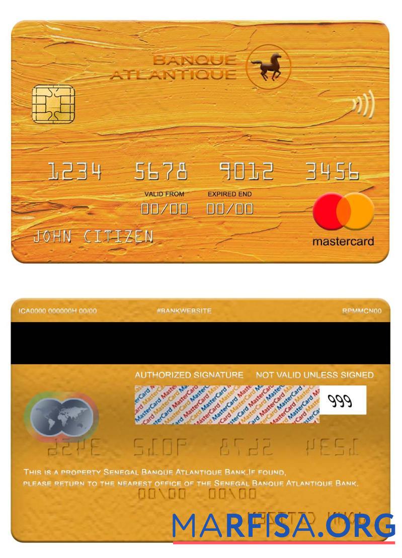 Downloadable Senegal Banque Atlantique Bank mastercard template